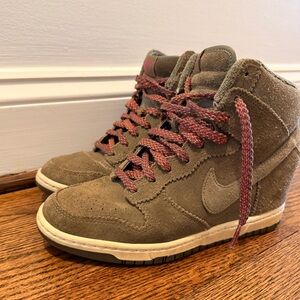Nike Dunk Sky Hi Hidden Wedge Sneakers - Medium Olive Suede - Size 8.5 women’s